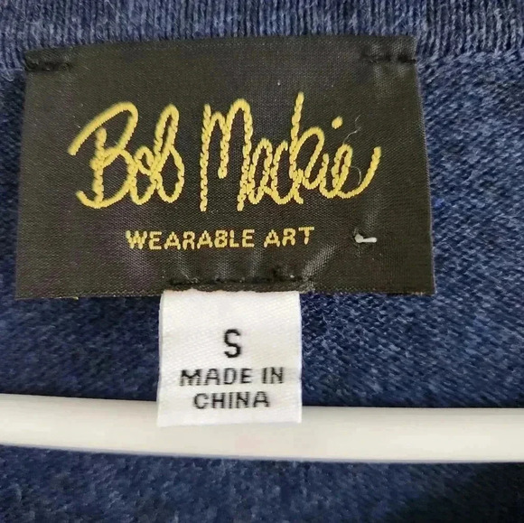 Bob Mackie Navy Blue Holiday Cardigan Sweater Pearl Embellished Size Small - Picture 5 of 10